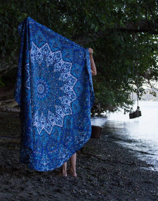 Blue Mandala Star Tapestry