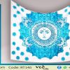 Blue and White Tapestry Dorm Bedspread