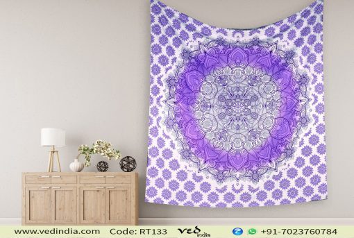Lavender Floral Ombre Mandala Tapestry