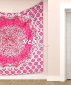 Pink Ombre Indian Mandala Tapestry Bedspread Throw -3183
