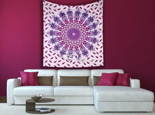 Purple Floral Twin Queen Mandala Bohemian Tapestry-3175