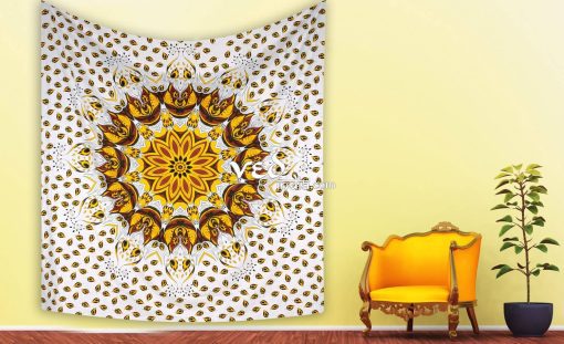 Yellow Ombre Queen Mandala Bohemian Throw Tapestry -3186