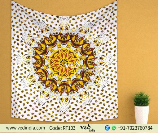Yellow Ombre Queen Mandala Bohemian Throw Tapestry -0