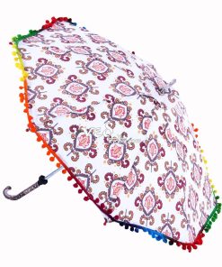Antique Walking Parasol Cotton Vintage Summer Umbrella-3717