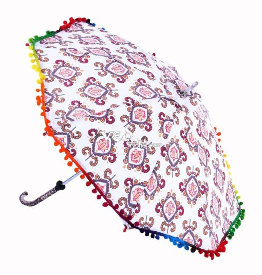 Antique Walking Parasol Cotton Vintage Summer Umbrella-3717