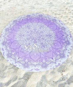 Beach Throw Mandala Round Tapestry Purple Ombre-3582