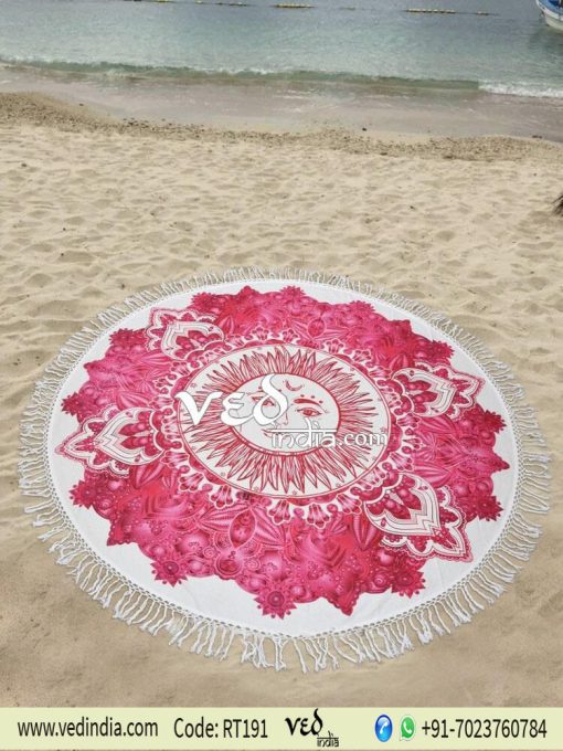 Mandala Tassel Round Roundie Beach Towel Tapestry Sun Print-0