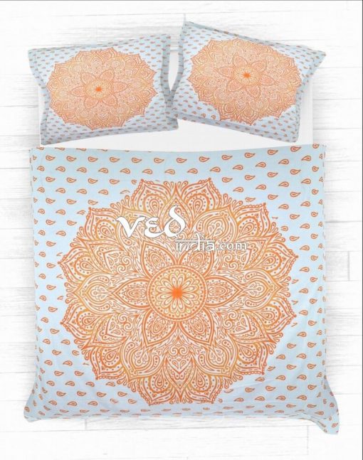 Boho Duvet Covers Twin and Beddings Collection Orange Ombre Print-3757
