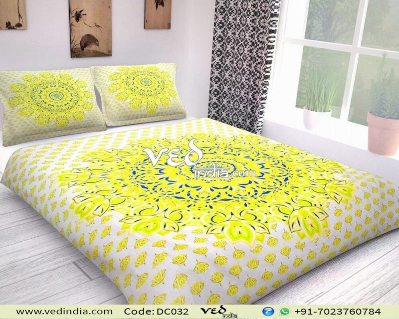 Best Hippie Duvet Cover and Bed Sheets In Yellow Floral-0