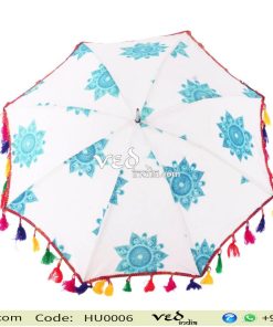 Handmade Indian Mandala Blue Foldable Umbrellas-0