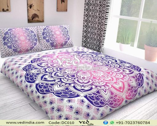 Blue Pink Ombre Indian Style Duvet Covers and Bedding Coverlet-0