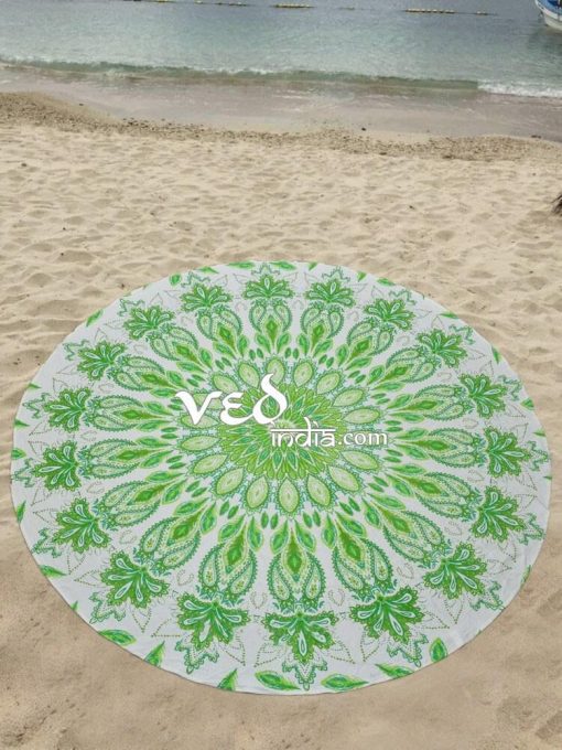 Round Mandala Bohemian Floral Tapestry Beach Rug-3508