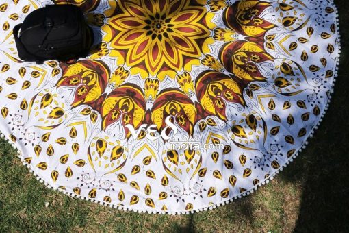Pom Pom Round Rug Tablecloth Bohemian Roundies Tapestry-3618