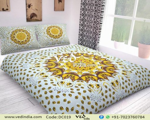 Cheap Mandala Bed Comforter Set King Size With Leaf Pattern-0