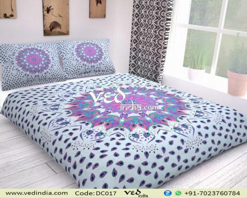 Cotton Mandala Duvet Cover Set King Size in Purple and Red-0