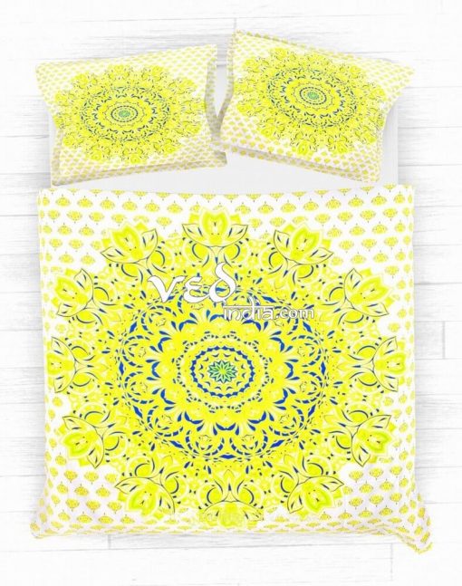Best Hippie Duvet Cover and Bed Sheets In Yellow Floral-3772