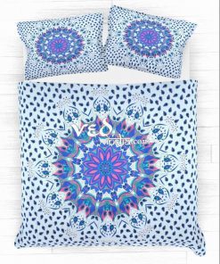 Blue Boho Chic Duvet Cover and Comforter Sets Leaf Pattern-3740