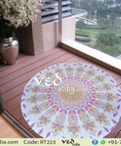 Floral Indian Mandala Round Roundie Tapestry-0