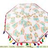 Floral Tie Dye Sun Parasol Umbrella with Soft fur-0