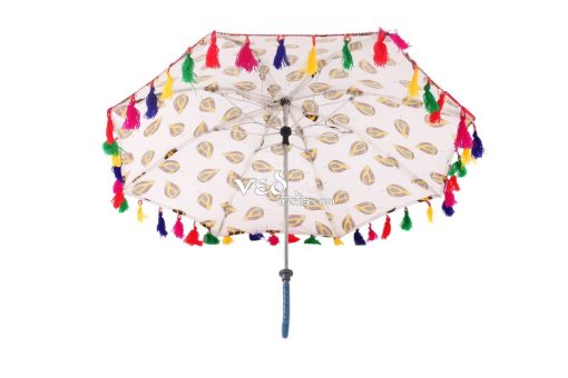 Leaf Travel Foldable Art Umbrella with Multicolor fur-3677