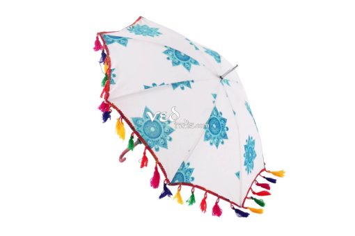 Handmade Indian Mandala Blue Foldable Umbrellas-3671