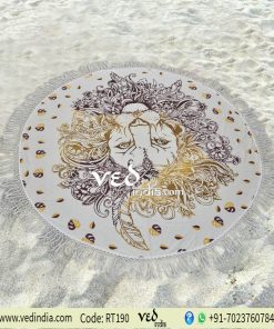 Hippie Mandala Boho Beach Roundie Round Tassel Tapestry-0