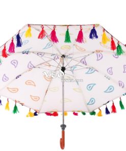 Indian Style Parasol Colorful Fur Sun Protection Umbrella -3683