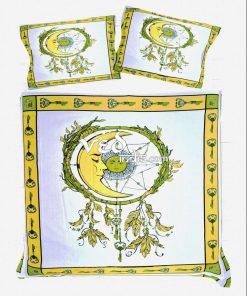 Indian Cotton Duvet Cover Bedspreads King Queen Size Sun Moon Print-3738