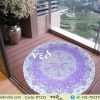 Mandala Round Tapestry with Pom Pom Purple Ombre-0
