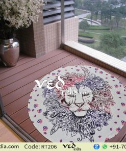 Mandala Roundie Tapestries Beach Throw Lion Print-0