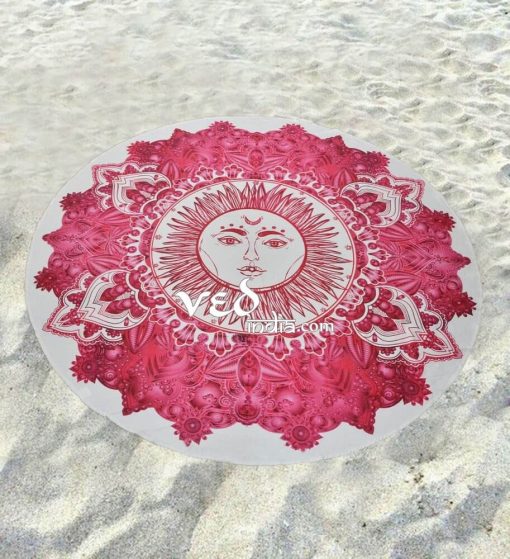Sun Beach Throw Mandala Tapestry Round Roundie Blanket-3523
