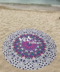 Ombre Hippie Bohemian Round Yoga Mat Beach Throw-3536