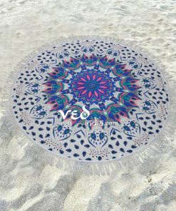 Ombre Round Beach Towel with Tassels Roundie Tapestry-3519