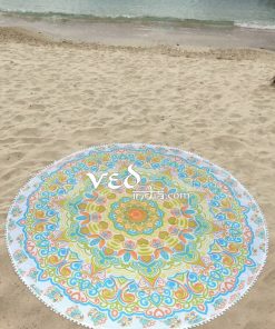 Mandala Tapestry Pom Pom Beach Round Roundie Throw-3562