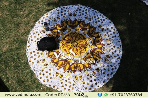 Pom Pom Round Rug Tablecloth Bohemian Roundies Tapestry-0