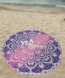 Ombre Round Mandala Beach Towel Pink and Pruple-3533