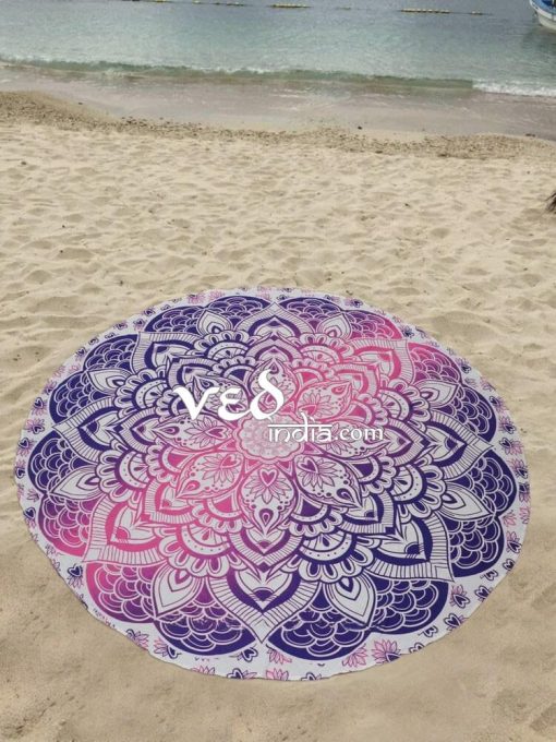 Ombre Round Mandala Beach Towel Pink and Pruple-3533