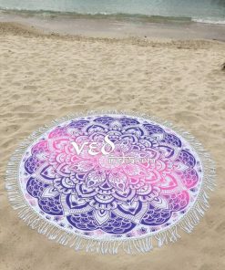 Ombre Beach Towel Round Circle Tassel Mandala Tapestry -3501