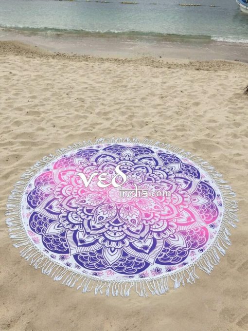 Ombre Beach Towel Round Circle Tassel Mandala Tapestry -3501