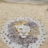 Round Indian Lion Mandala Hippie Tapestry Beach Throw Rug-0