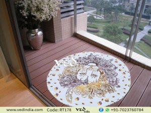 Round Beach Rug Mandala Throw Tapestry Lion Print-0