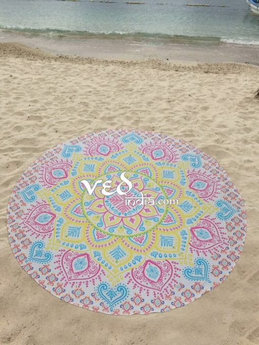 Bohemian Round Roundie Tapestry Beach Throw Ombre-3529