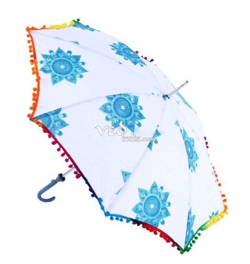 Vintage Decor Women Fashion Summer Umbrella Blue Print -3698