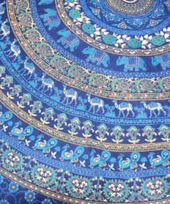 Bohemian Mandala Round Beach Tapestry in Blue Animal Birds-3869