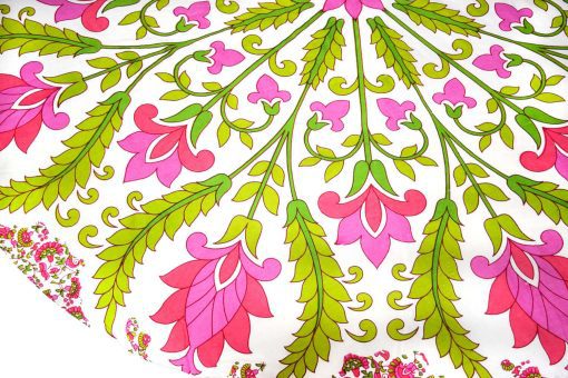 Indian Round Roundie Beach Towel Green and Pink Flower-3874