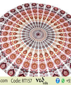 Bohemian Circle Beach Towel Peafowl Design | Round Tapestry Online-0