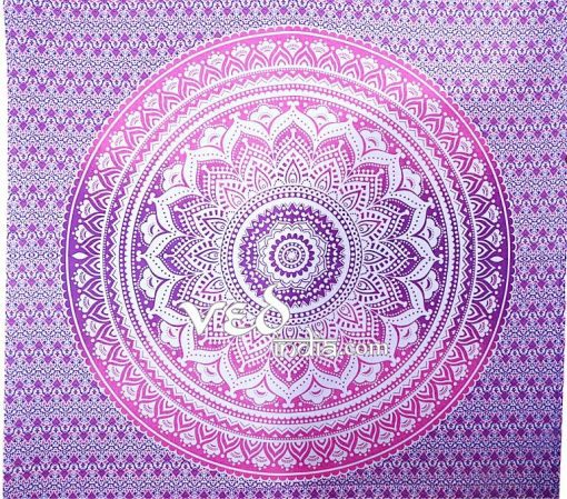 Cheap Hippie Wall Hanging Tapestry Bed Throw Pink Purple Ombre -3923