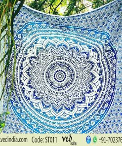 Twin Blue Ombre Hippie Mandala Tapestry | Bohemian Wall hangings-0