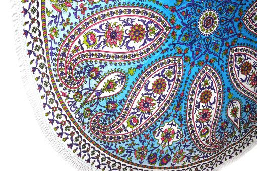 Floral Round Beach Blanket Bohemian Tassel Tapestries-3867