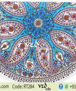 Floral Round Beach Blanket Bohemian Tassel Tapestries-0